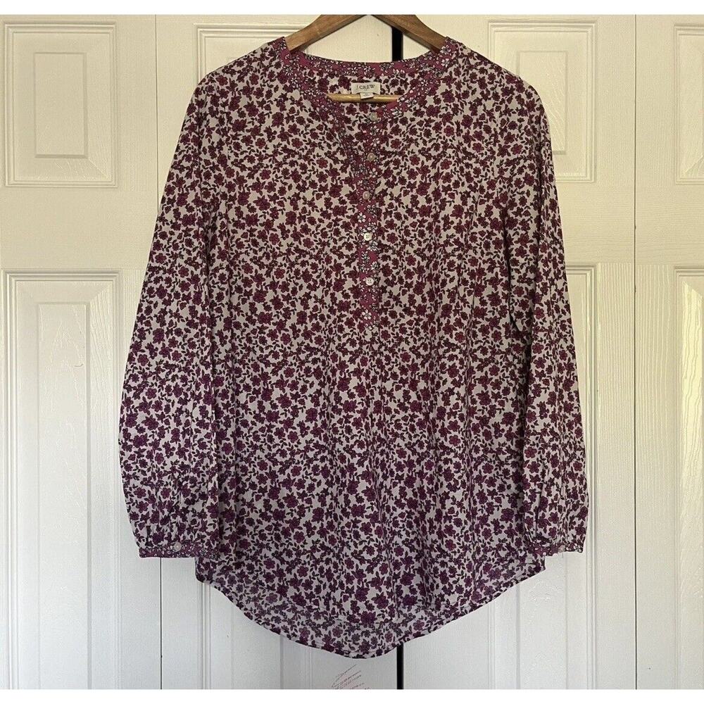 Women’s J Crew Blouse Top Pink White Size Medium